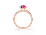 Rose gold Marquise Cut Halo Diamond Pave Band with Prong Setting_3