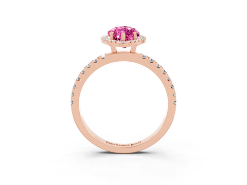 Rose gold Marquise Cut Halo Diamond Pave Band with Prong Setting_3