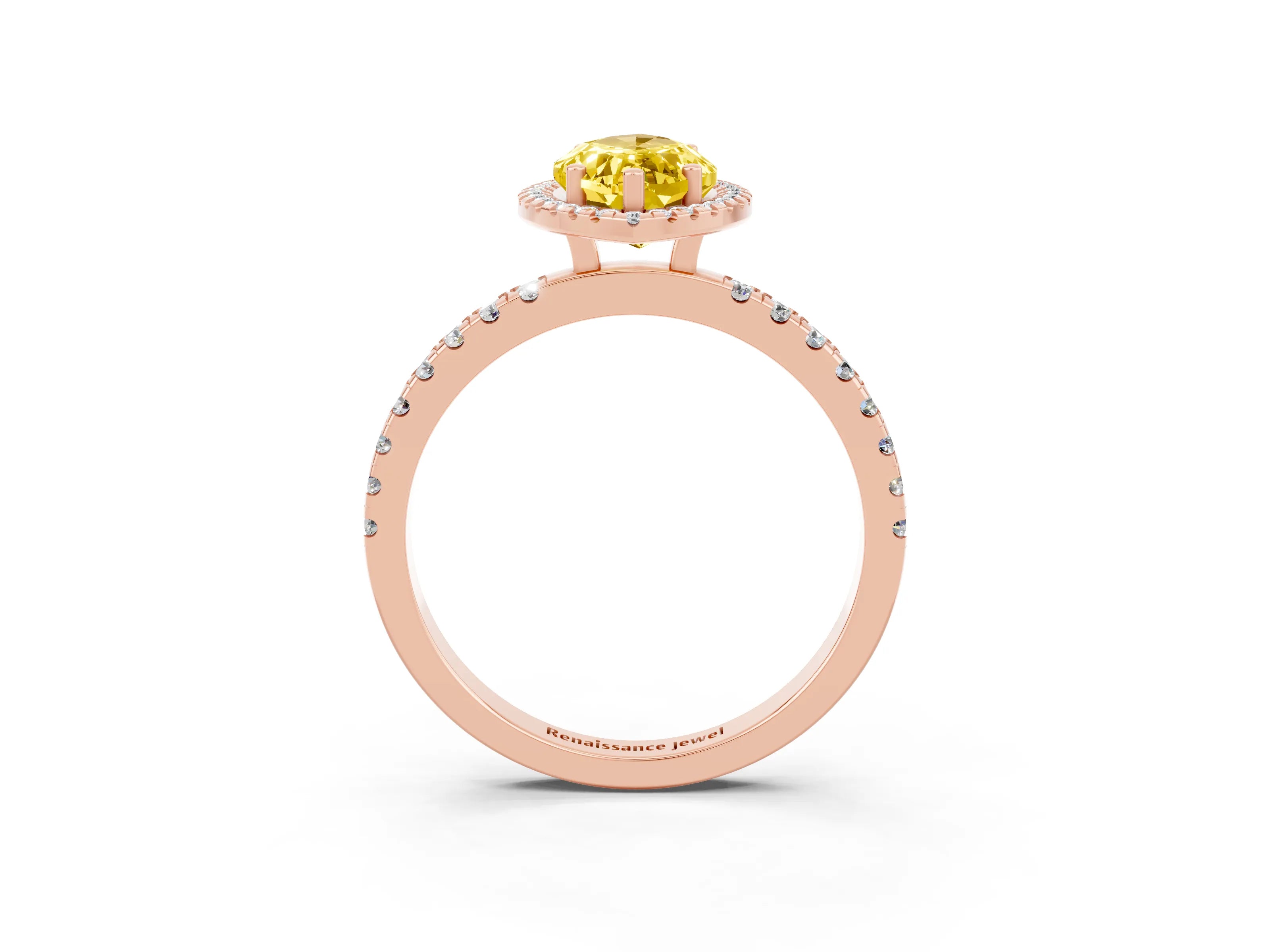 Rose gold Marquise Cut Halo Diamond Pave Band with Prong Setting_3