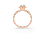 Rose gold Marquise Cut Halo Diamond Pave Band with Prong Setting_3