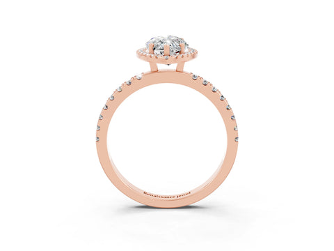 Rose gold Marquise Cut Halo Diamond Pave Band with Prong Setting_3