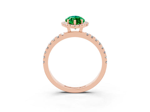 Rose gold Marquise Cut Halo Diamond Pave Band with Prong Setting_3