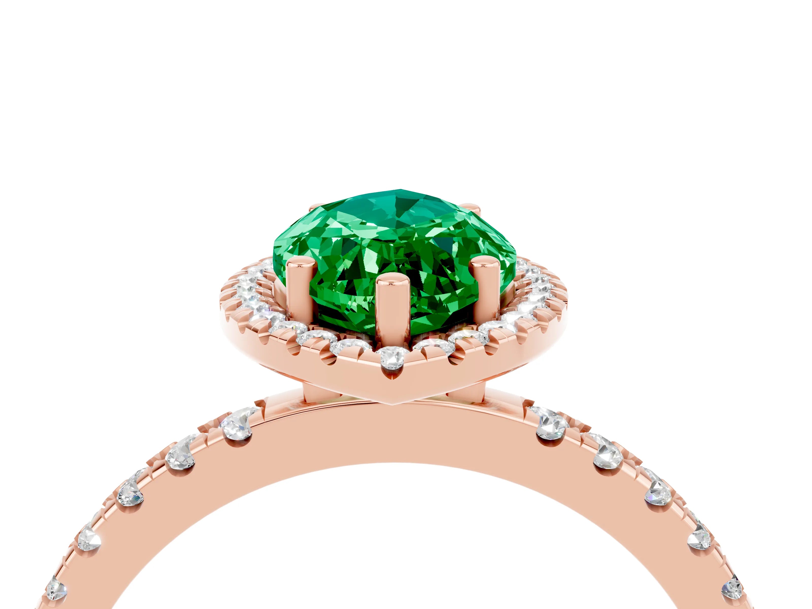 Rose gold Marquise Cut Halo Diamond Pave Band with Prong Setting_4
