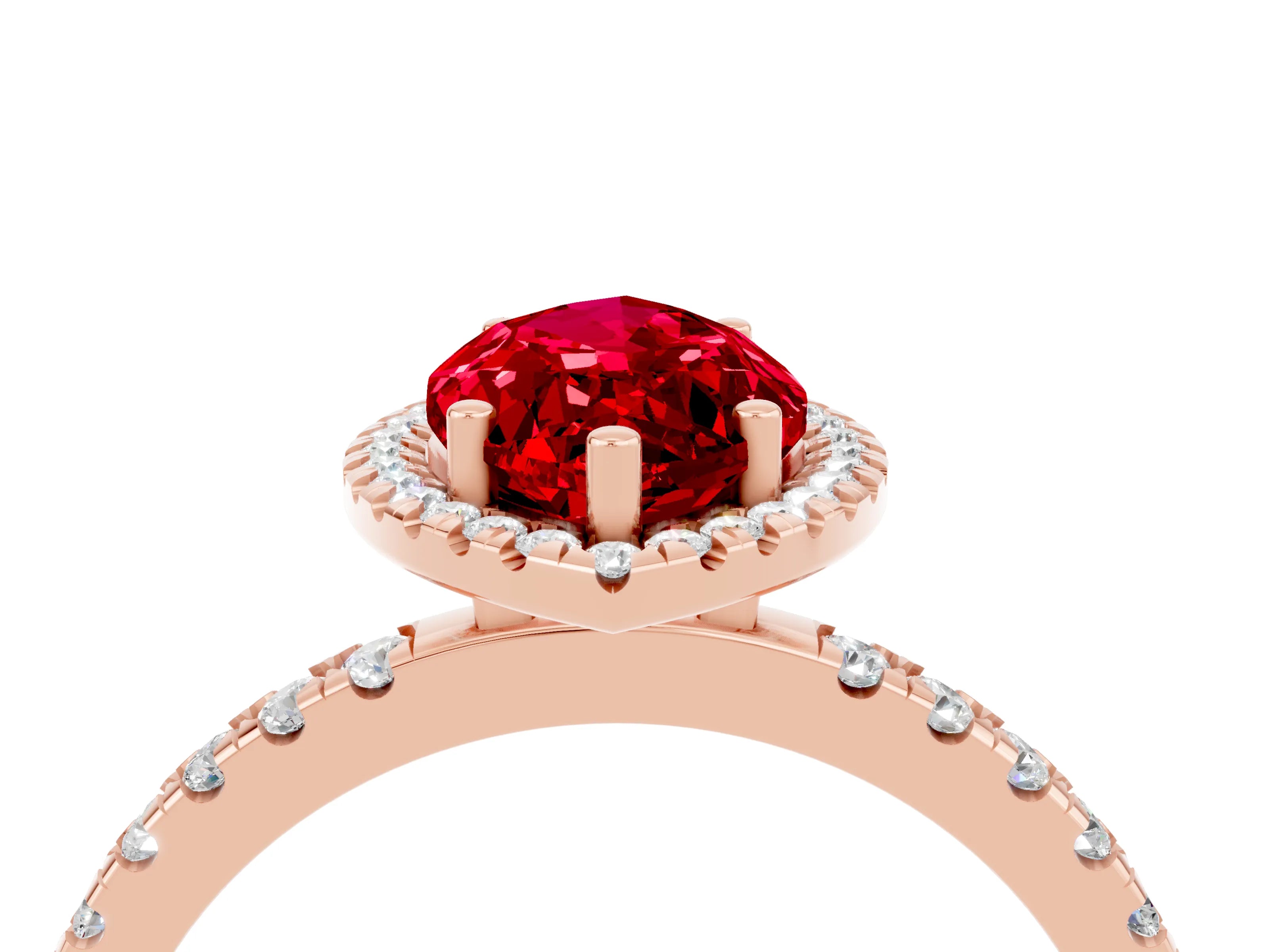 Rose gold Marquise Cut Halo Diamond Pave Band with Prong Setting_4
