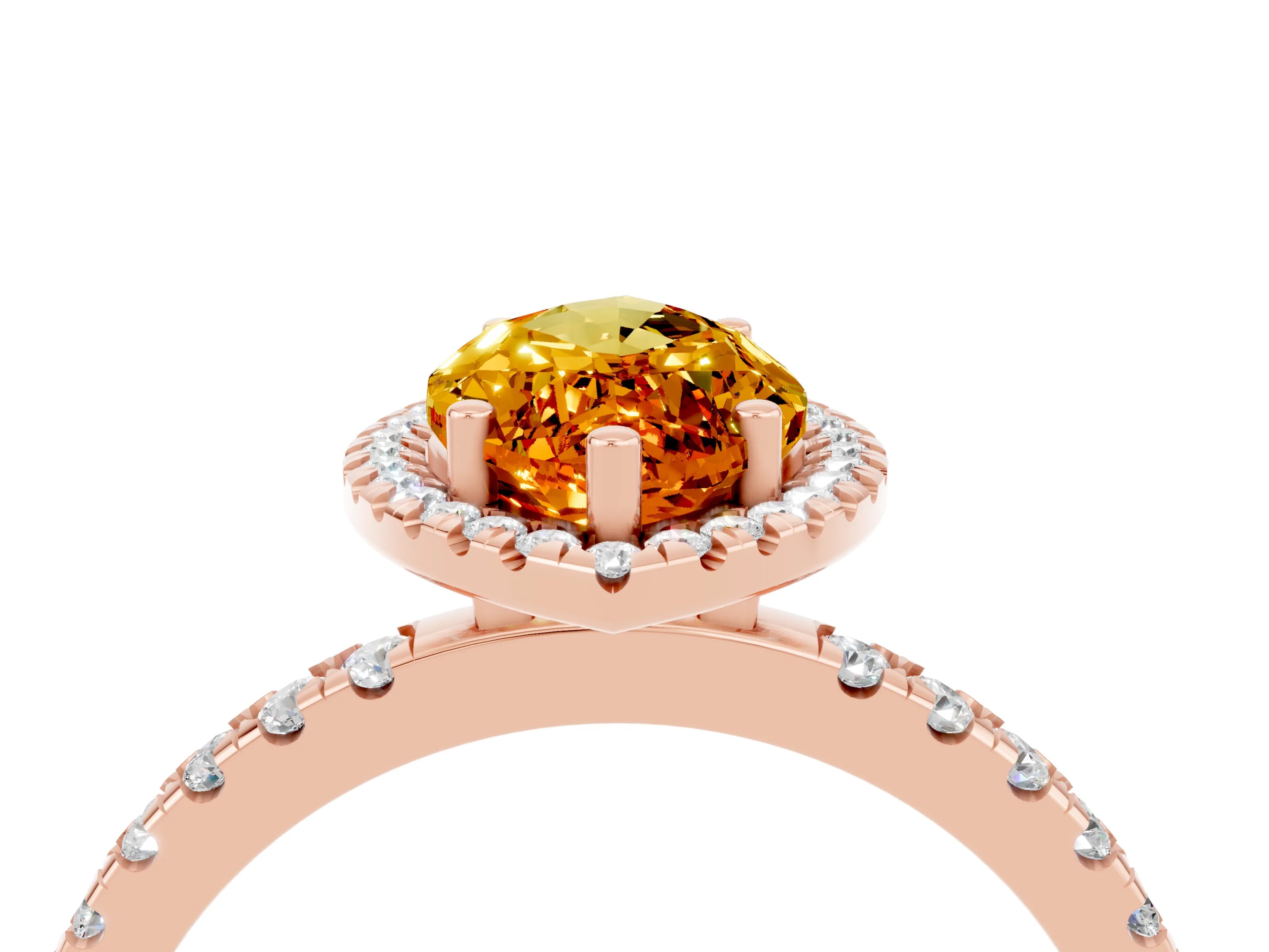 Rose gold Marquise Cut Halo Diamond Pave Band with Prong Setting_4