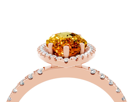 Rose gold Marquise Cut Halo Diamond Pave Band with Prong Setting_4