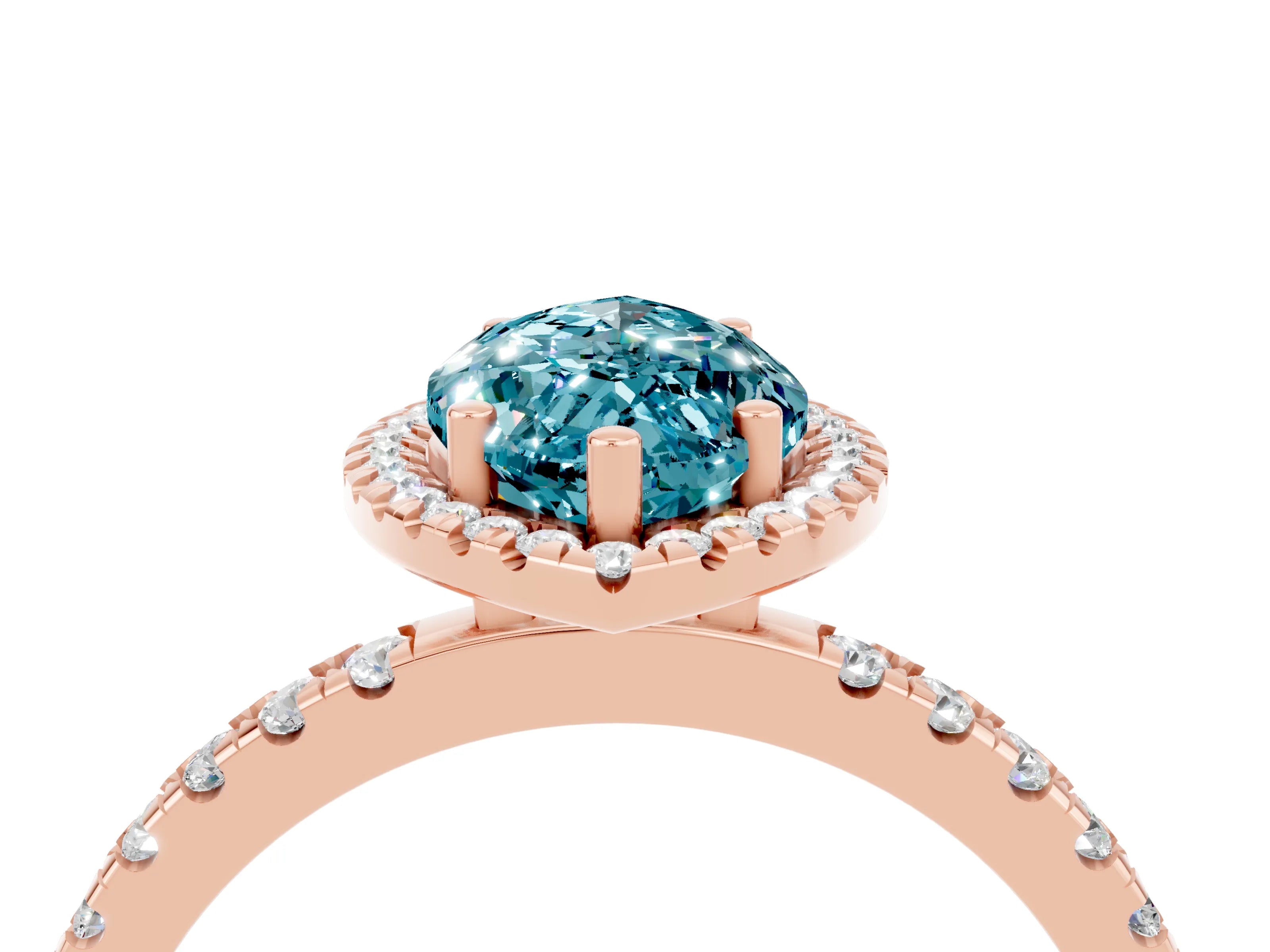 Rose gold Marquise Cut Halo Diamond Pave Band with Prong Setting_4