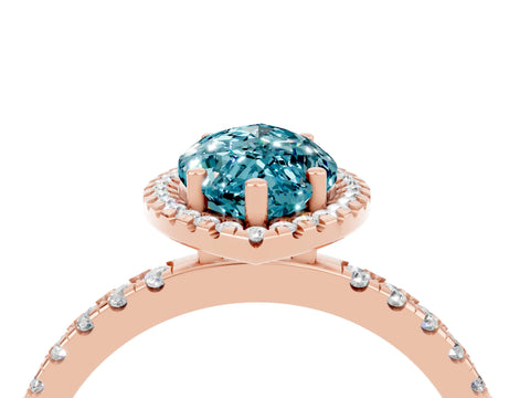Rose gold Marquise Cut Halo Diamond Pave Band with Prong Setting_4