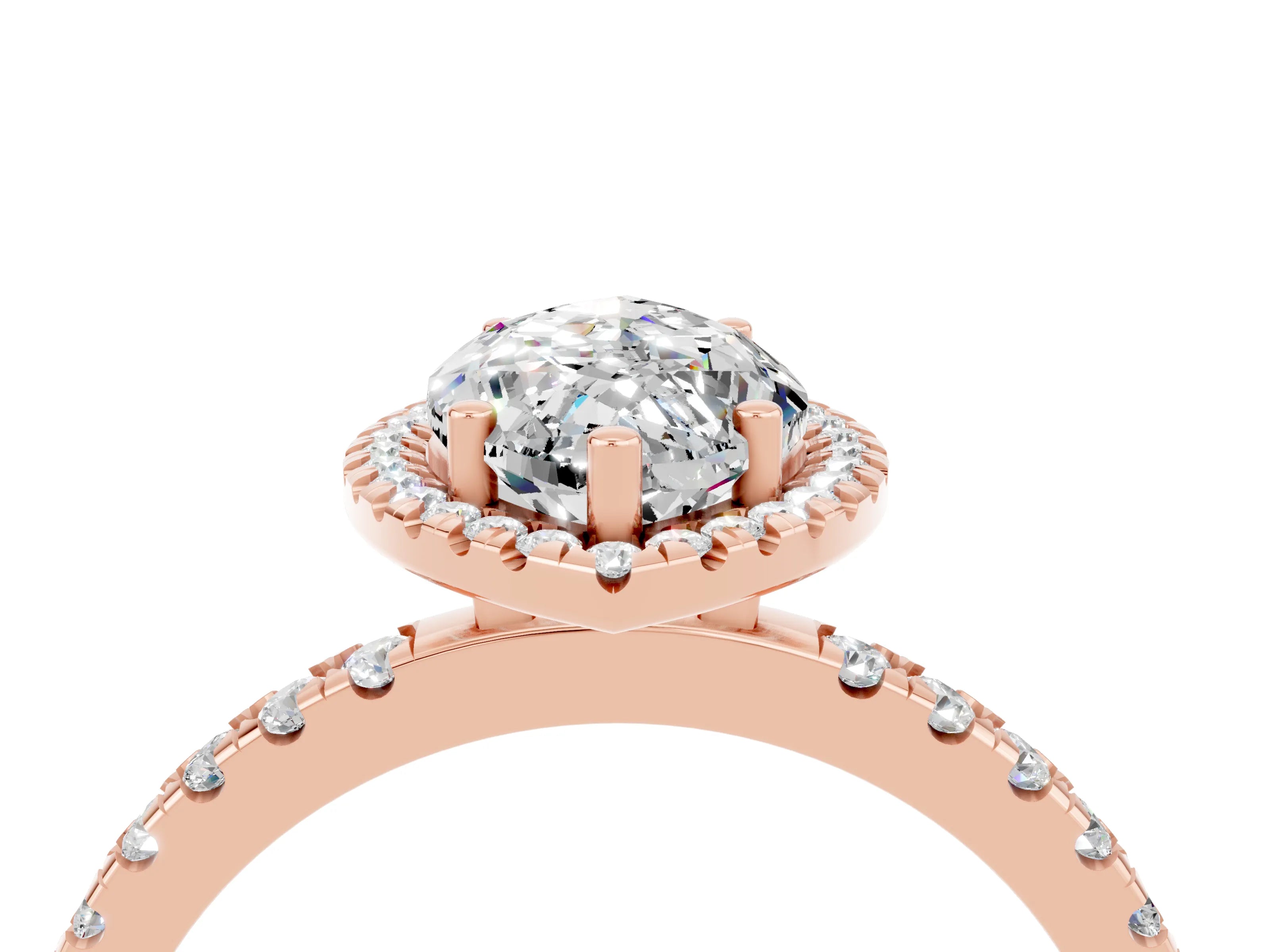 Rose gold Marquise Cut Halo Diamond Pave Band with Prong Setting_4