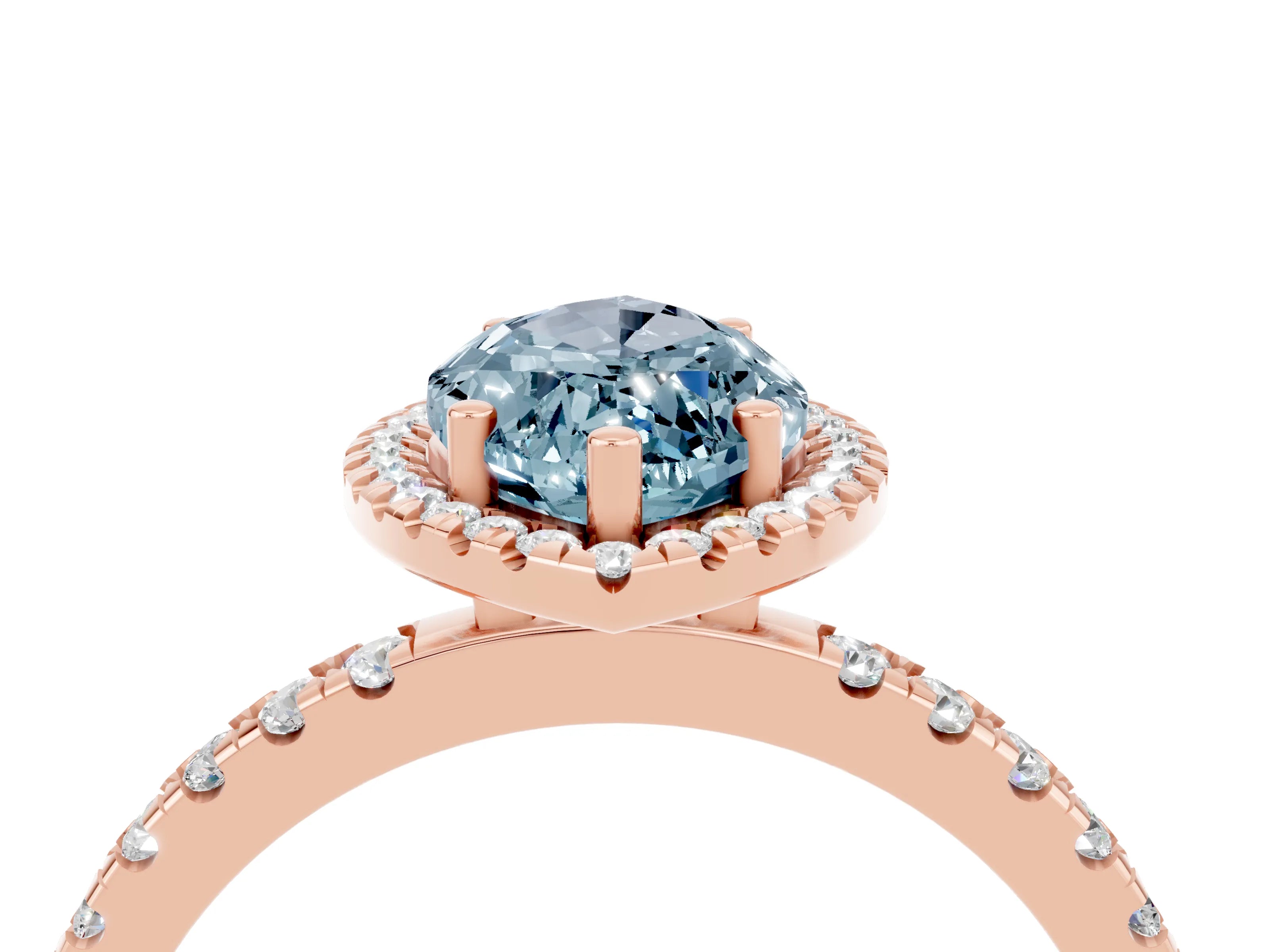Rose gold Marquise Cut Halo Diamond Pave Band with Prong Setting_4