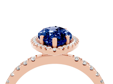 Rose gold Marquise Cut Halo Diamond Pave Band with Prong Setting_4