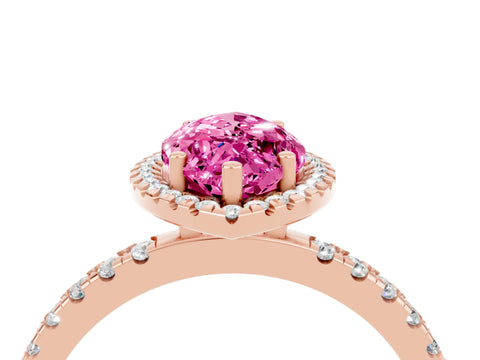 Rose gold Marquise Cut Halo Diamond Pave Band with Prong Setting_4