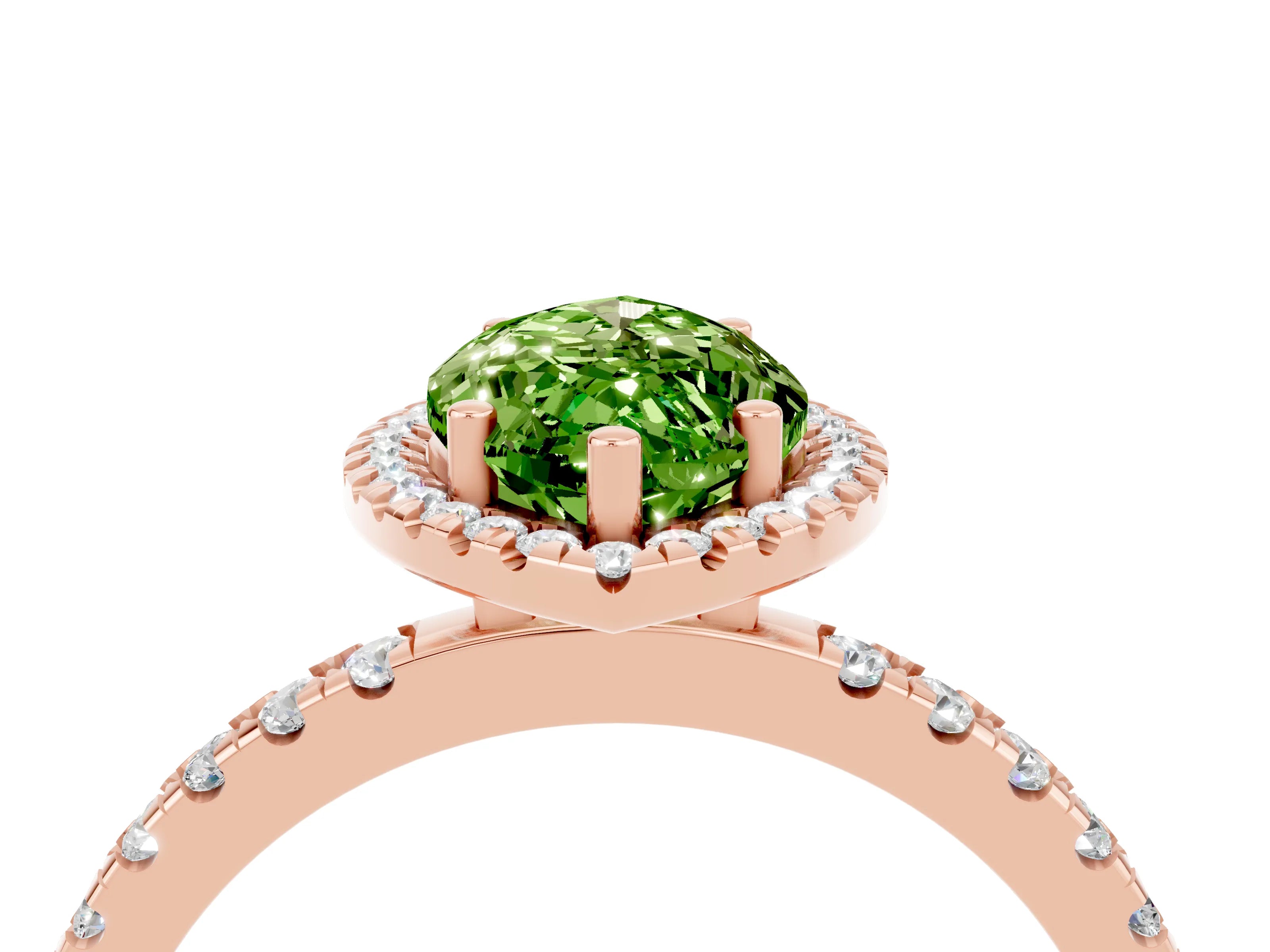Rose gold Marquise Cut Halo Diamond Pave Band with Prong Setting_4