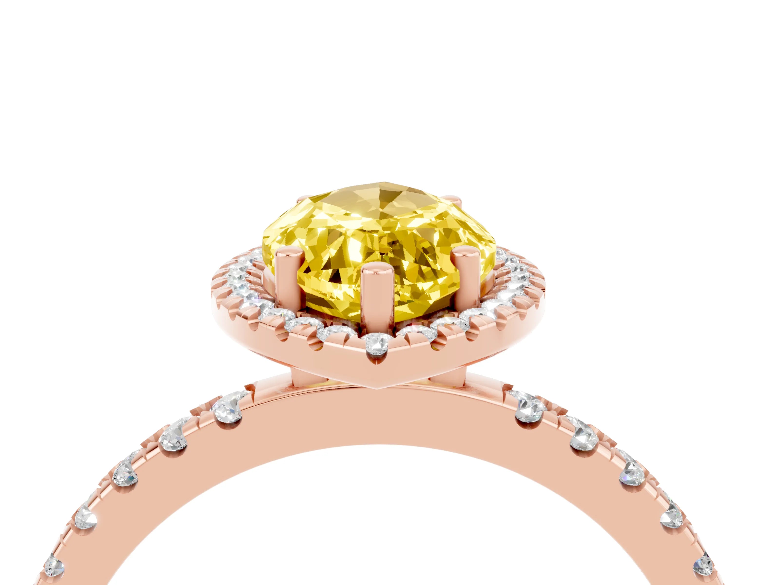 Rose gold Marquise Cut Halo Diamond Pave Band with Prong Setting_4