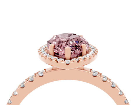 Rose gold Marquise Cut Halo Diamond Pave Band with Prong Setting_4
