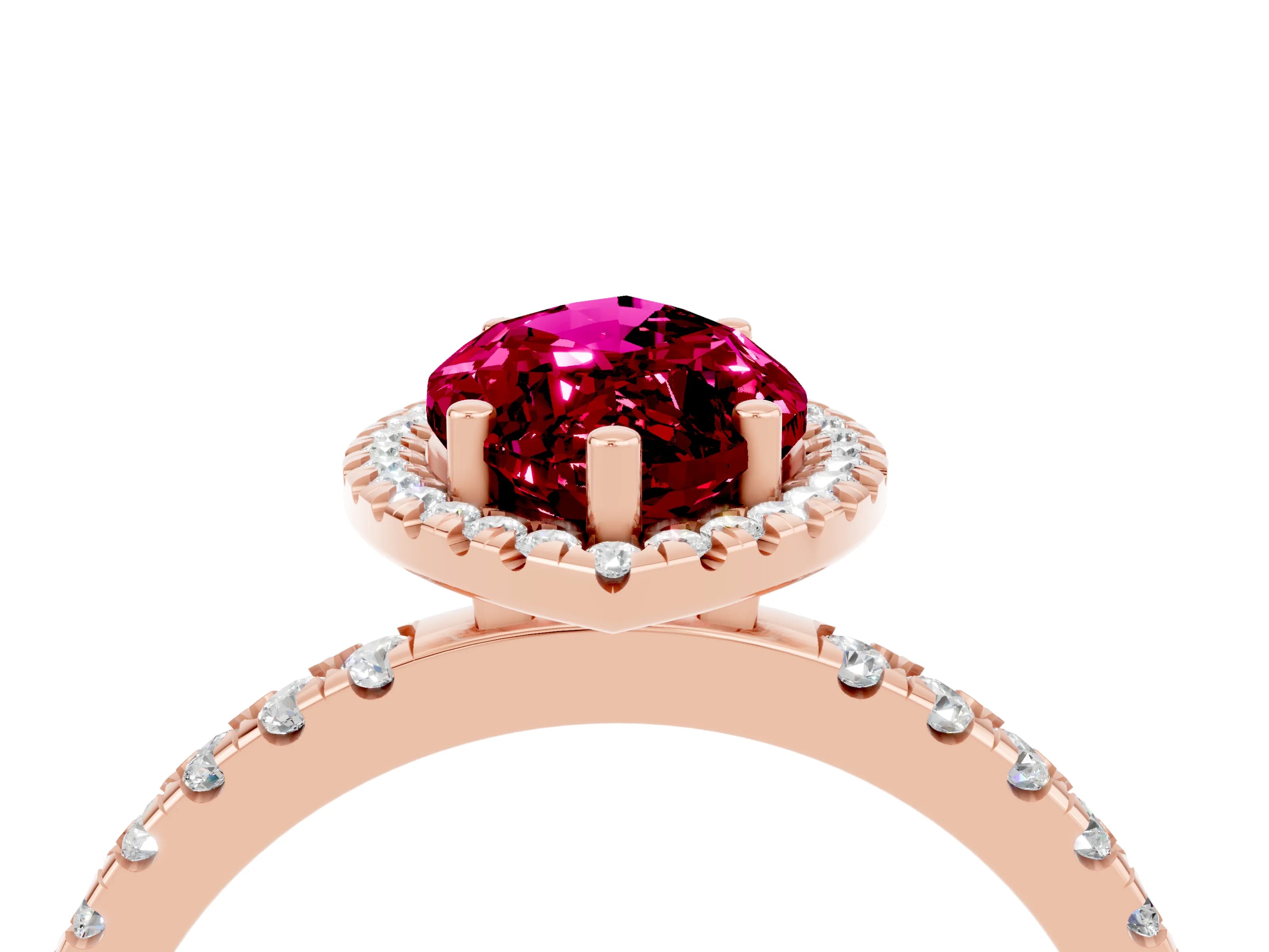 Rose gold Marquise Cut Halo Diamond Pave Band with Prong Setting_4