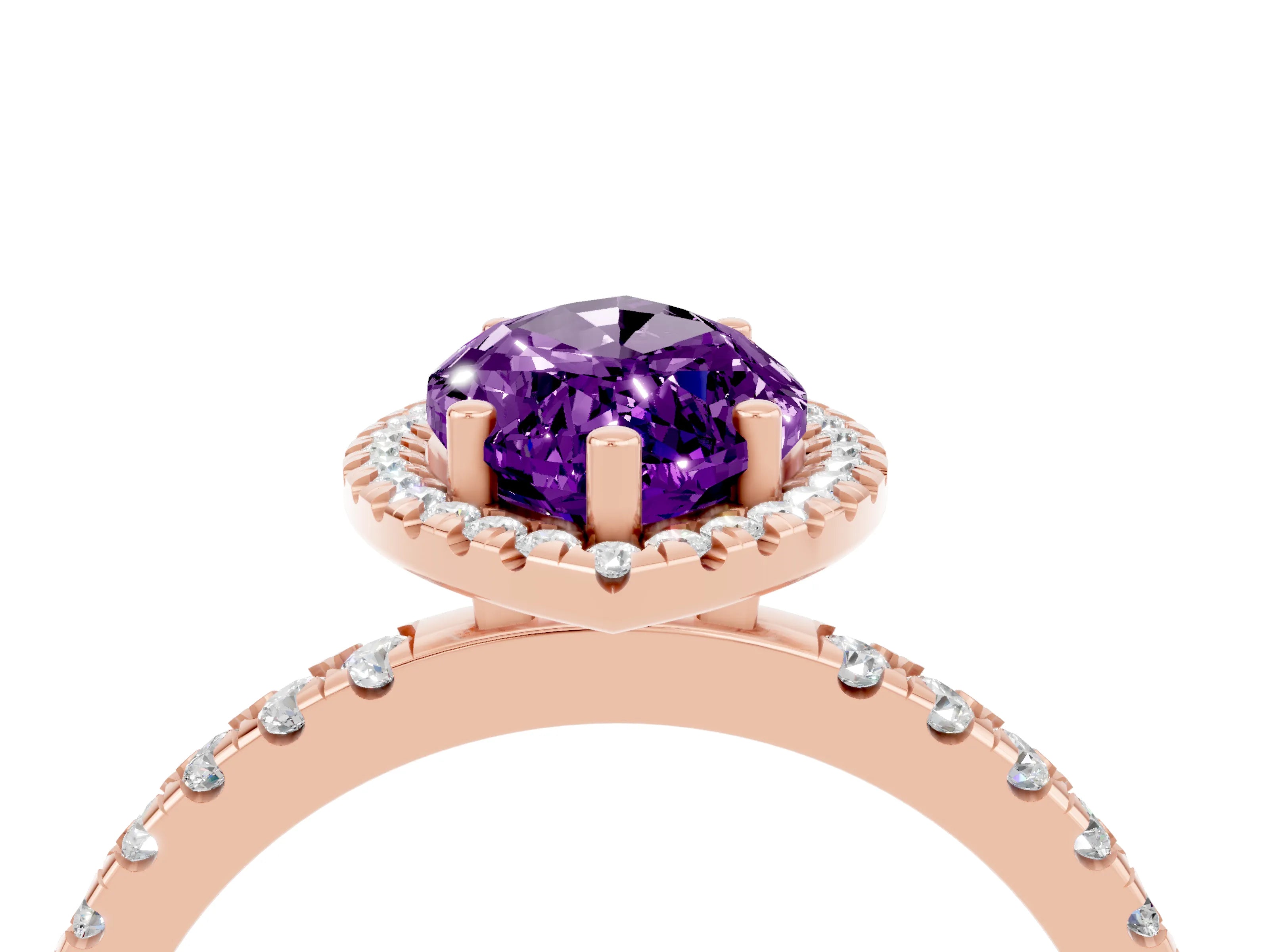 Rose gold Marquise Cut Halo Diamond Pave Band with Prong Setting_4