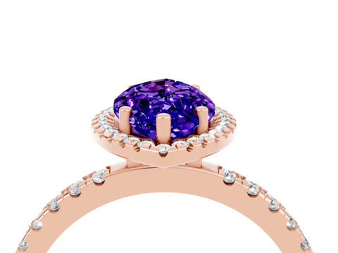 Rose gold Marquise Cut Halo Diamond Pave Band with Prong Setting_4