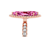 Rose gold Marquise Cut Halo Diamond Pave Band with Prong Setting_5