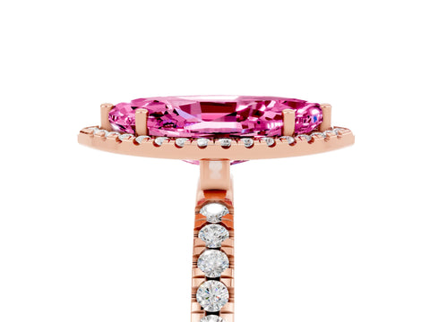 Rose gold Marquise Cut Halo Diamond Pave Band with Prong Setting_5