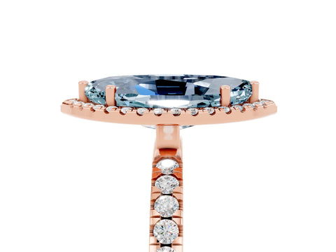 Rose gold Marquise Cut Halo Diamond Pave Band with Prong Setting_5