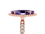 Rose gold Marquise Cut Halo Diamond Pave Band with Prong Setting_5