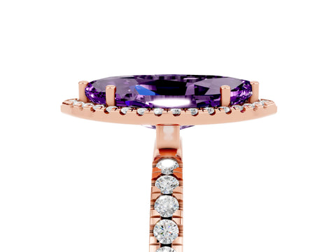 Rose gold Marquise Cut Halo Diamond Pave Band with Prong Setting_5