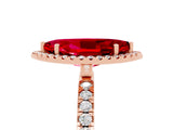 Rose gold Marquise Cut Halo Diamond Pave Band with Prong Setting_5