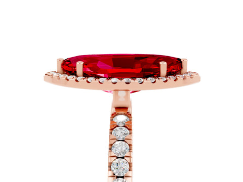 Rose gold Marquise Cut Halo Diamond Pave Band with Prong Setting_5