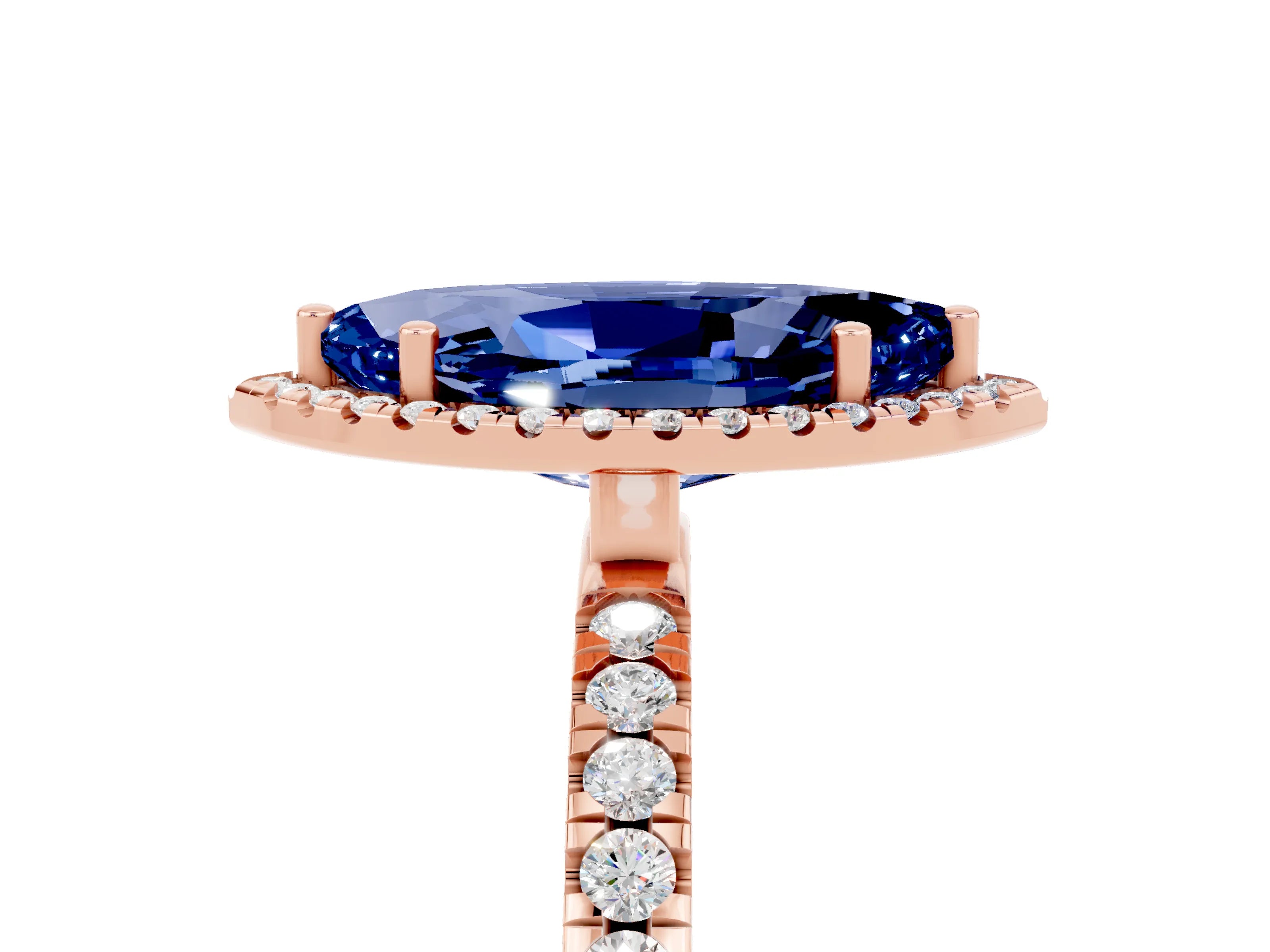 Rose gold Marquise Cut Halo Diamond Pave Band with Prong Setting_5