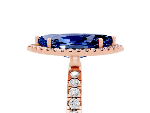 Rose gold Marquise Cut Halo Diamond Pave Band with Prong Setting_5