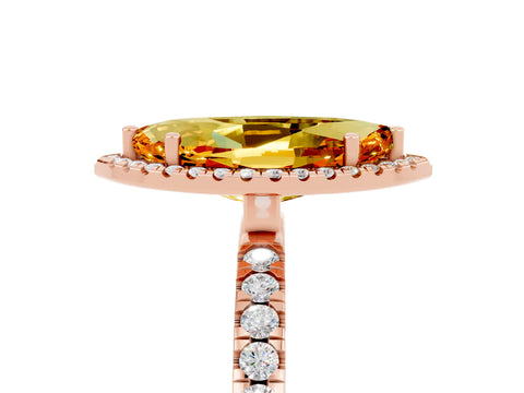 Rose gold Marquise Cut Halo Diamond Pave Band with Prong Setting_5