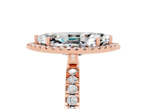 Rose gold Marquise Cut Halo Diamond Pave Band with Prong Setting_5