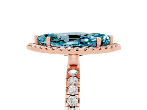 Rose gold Marquise Cut Halo Diamond Pave Band with Prong Setting_5