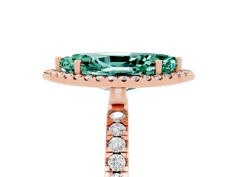 Rose gold Marquise Cut Halo Diamond Pave Band with Prong Setting_5