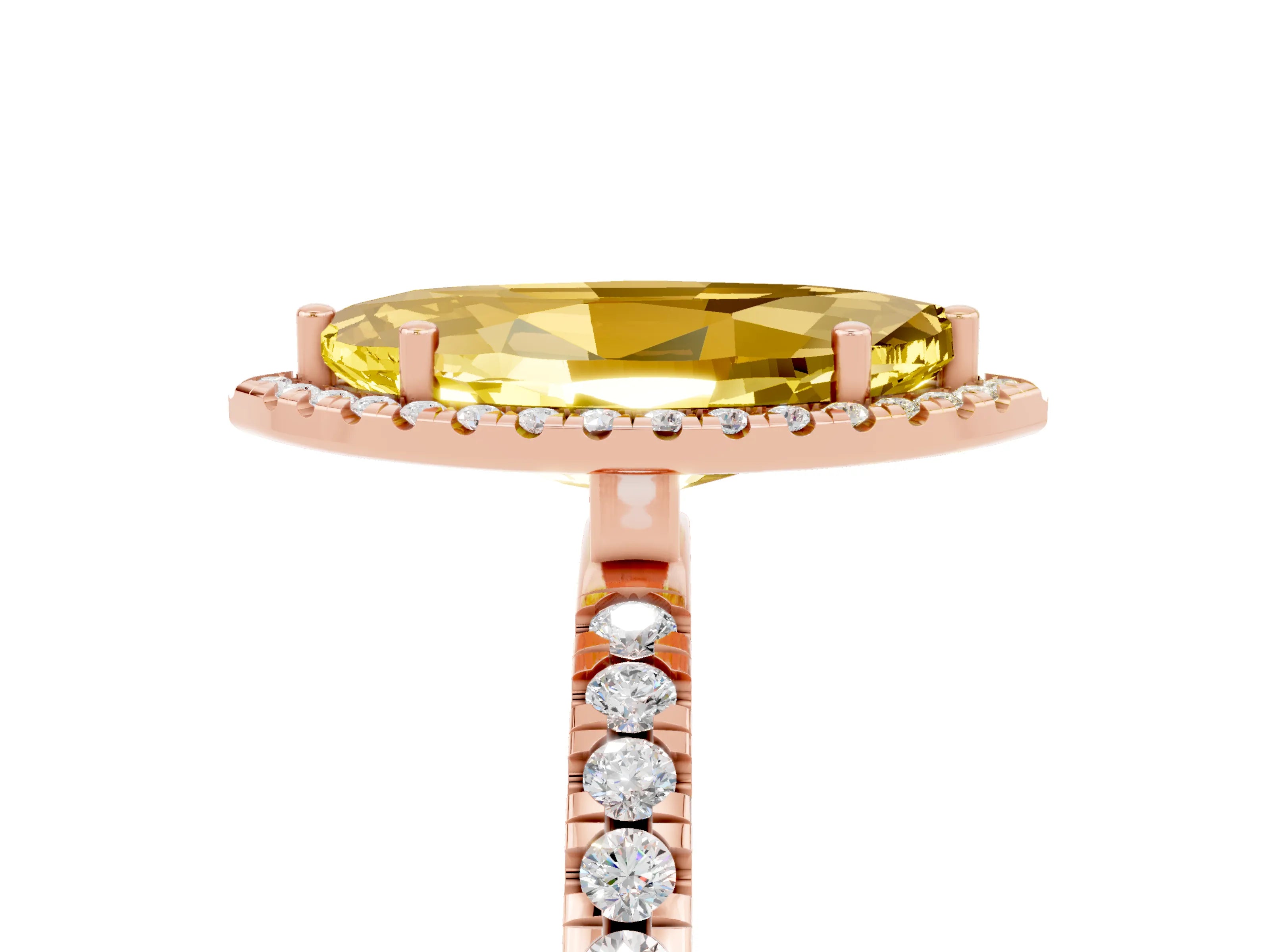 Rose gold Marquise Cut Halo Diamond Pave Band with Prong Setting_5