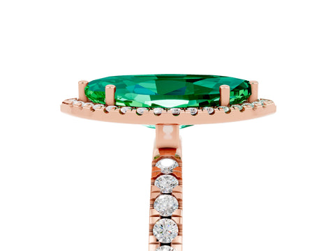 Rose gold Marquise Cut Halo Diamond Pave Band with Prong Setting_5