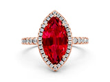 Rose gold Marquise Cut Halo Diamond Pave Band with Prong Setting