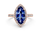 Rose gold Marquise Cut Halo Diamond Pave Band with Prong Setting