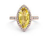 Rose gold Marquise Cut Halo Diamond Pave Band with Prong Setting