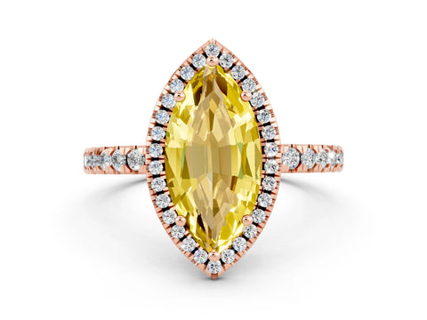 Rose gold Marquise Cut Halo Diamond Pave Band with Prong Setting