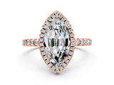 Rose gold Marquise Cut Halo Diamond Pave Band with Prong Setting