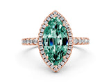 Rose gold Marquise Cut Halo Diamond Pave Band with Prong Setting