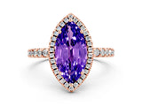 Rose gold Marquise Cut Halo Diamond Pave Band with Prong Setting