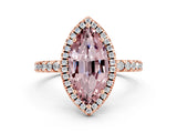 Rose gold Marquise Cut Halo Diamond Pave Band with Prong Setting