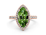 Rose gold Marquise Cut Halo Diamond Pave Band with Prong Setting