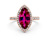 Rose gold Marquise Cut Halo Diamond Pave Band with Prong Setting