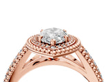 Rose gold Marquise Cut Halo Diamond Ring with Beaded Split Shank and Four-Prong Setting_13