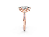 Rose gold Marquise Cut Halo Diamond Ring with Channel Set Band and Four-Prong Setting_34
