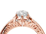 Rose gold Marquise Cut Halo Diamond Ring with Channel Set Band and Four-Prong Setting_36